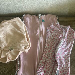 3-Piece Pink Baby Swaddle Bundle